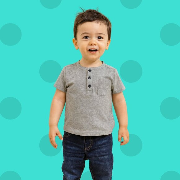 🌟 Tommy Bahama Grey Henley Tee – Size 24M - Picture 1 of 7